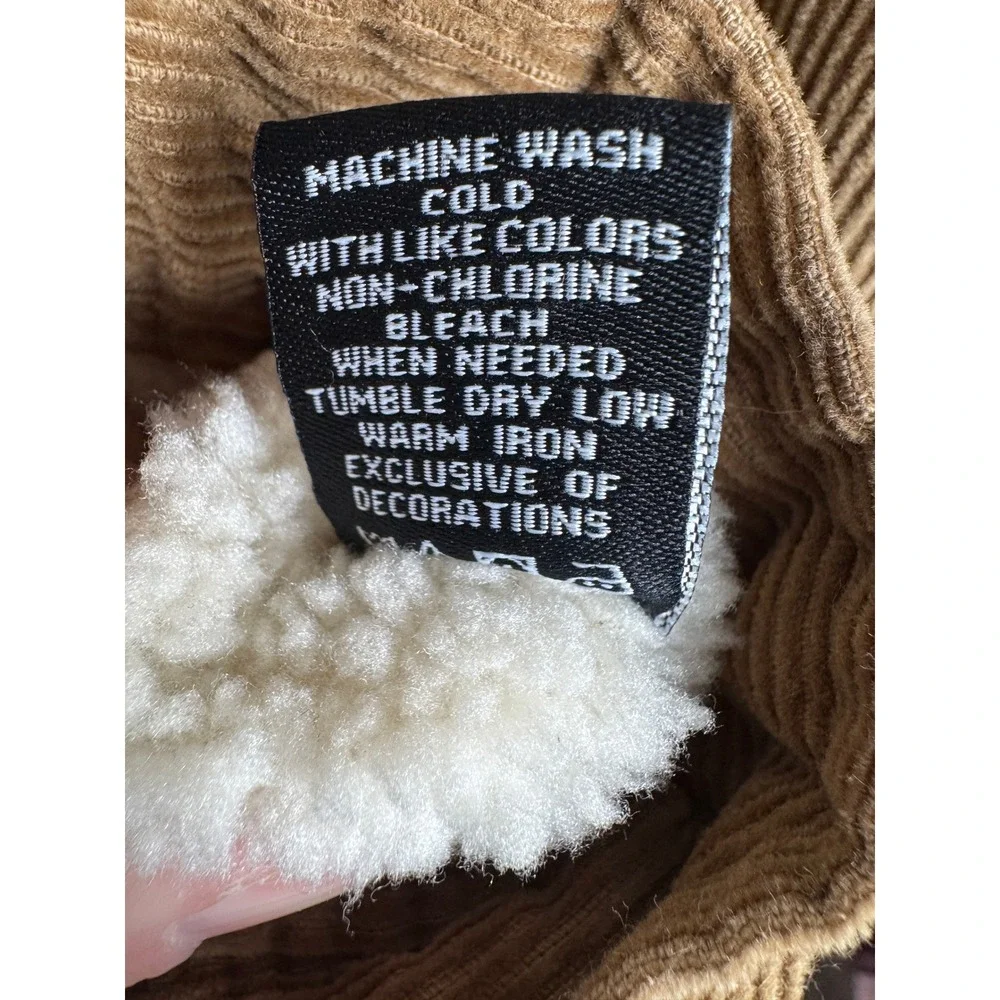 MBX Corduroy Sherpa Lined Trucker Jacket Men's Medium Tan Beige Cozy Western - Picture 6 of 6